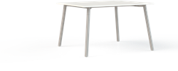 Corner tafel recht 140 x 80 cm, op 4-poots onderstel Ø5 cm, hoogte 75 cm