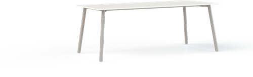 Corner tafel recht 200 x 100 cm, op 4-poots onderstel Ø5 cm, hoogte 75 cm