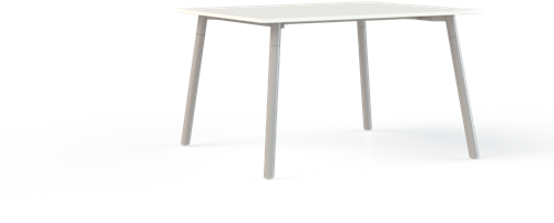 Corner tafel recht 180 x 80 cm, op 4-poots onderstel Ø5 cm, hoogte 75 cm