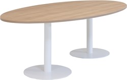 Kolom tafel ellipsvorm 240 x 100/120 cm, 2 ronde voeten Ø50 cm, vaste hoogte 75 cm