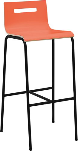 Oscar 4-poots barkruk hoog model, rond frame Ø19 mm, zithoogte 82 cm