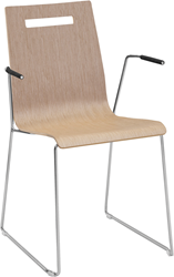 Oscar slede frame stoel met armleggers, draadstaal Ø11 mm, zithoogte 46 cm