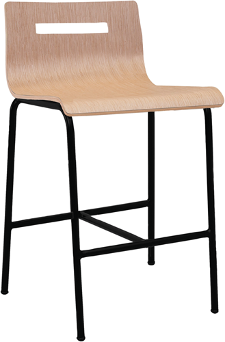 Oscar 4-poots barkruk medium model, rond frame Ø19 mm, zithoogte 62 cm