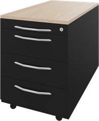 Basic verrijdbaar ladenblok 05, 1 pennenlade en 3 laden, 44 br x 80 dp x 62 hg
