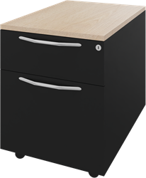 Basic verrijdbaar ladenblok 03, 1 lade met pennenbakje en 1 hangmappenlade, 44 br x 60 dp x 58 hg