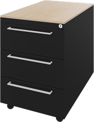 Carré verrijdbaar ladenblok 03, 1 lade met pennenbakje en 2 laden, 44b x 60d x 58h