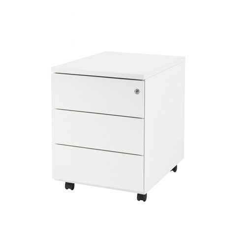 Huislijn rolblok no.02 met pennenbakje 3-laden, metalen top, WT - Wit RAL9016