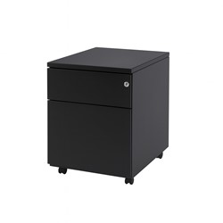 Huislijn rolblok no.02, 1 lade met pennenbak, 1 hangmappenlade, metalen top, ZW - Zwart RAL9005