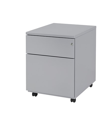 Huislijn rolblok no.02, 1 lade met pennenbak, 1 hangmappenlade, metalen top, AL - Aluminium RAL9006