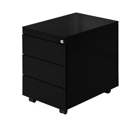 Budget rolblok serie-60, 1 lade met pennenbakje en 2 laden, ZW - Zwart RAL9005
