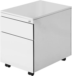 Budget rolblok serie-60, 1 lade met pennenbakje en 1 hangmappenlade, WT - Wit RAL9010