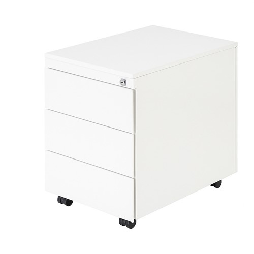 Budget rolblok serie-60, 1 lade met pennenbakje en 2 laden, WT - Wit RAL9010