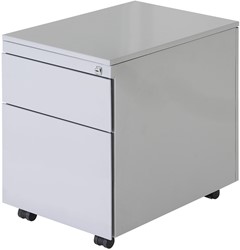 Budget rolblok serie-60, 1 lade met pennenbakje en 1 hangmappenlade, AL - Aluminium RAL9006