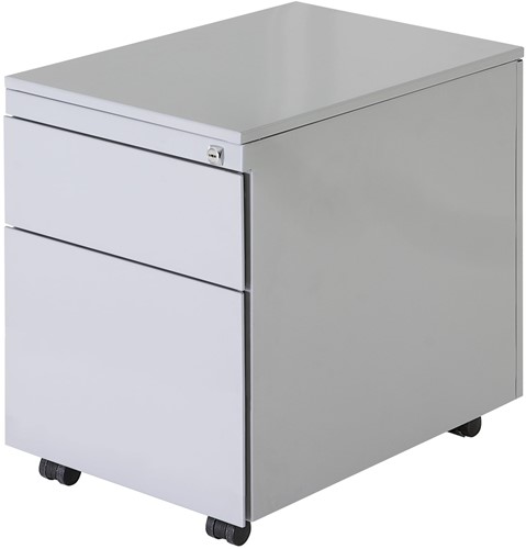 Budget rolblok serie-60, 1 lade met pennenbakje en 1 hangmappenlade, AL - Aluminium RAL9006