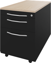 Basic verrijdbaar ladenblok 05, 1 pennenlade, 1 lade en 1 hangmappenlade, 44 br x 80 dp x 62 hg