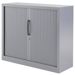 Huislijn Basic roldeurkast 100h x 120b x 43d cm, kunststof lamellen, stalen romp, 2 legborden