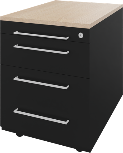 Carré verrijdbaar ladenblok 05, 1 pennenlade, 1 lade en 1 hangmappenlade, 44b x 60d x 62h