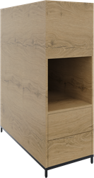 Flexwall plantenkast op 4-poots sokkel 43brx124hgx94dp, 1-vaks dichte achterzijde, 2 x uittreklade