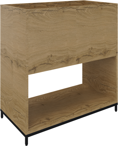 Flexwall plantenbak 2OH op metalen 4-poots sokkel 80 br x 85 hg x 43 dp met 1-vak volledig open