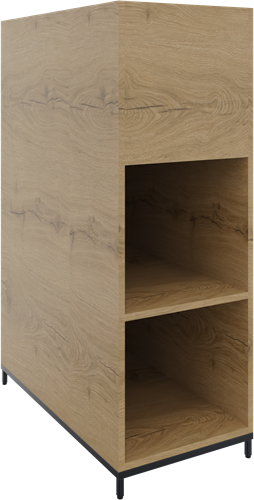 Flexwall plantenkast op metalen 4-poots sokkel 43 br x 124 hg x 80 dp, 2-vaks dichte achterzijde