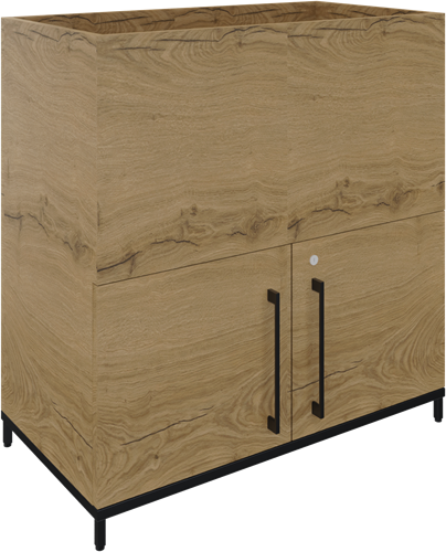 Flexwall plantenkast op metalen 4-poots sokkel 80 br x 85 hg x 43 dp, 1-vaks met 2 x draaideur