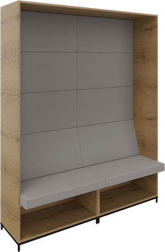 Flexwall dichte zitbank L/R 5 OH op metalen 4-poots sokkel en ondervak incl. zit/rug kussenset