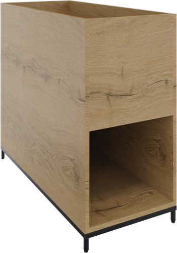 Flexwall plantenkast 2OH op metalen 4-poots sokkel 43 br x 85 hg x 94 dp, 1-vaks dichte achterzijde