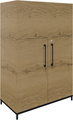 Flexwall plantenkast op 4-poots sokkel 80 br x 124 hg x 43 dp, 2-vaks met 2 x draaideur en 1 legbord