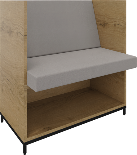 Flexwall zitbank 2 OH op metalen 4-poots sokkel en ondervak achter dicht incl. zit/rug kussenset