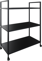 Flexwall trolley 89/113 hg x 80 br x 43 dp, indeling 2-vaks en 3 legborden, op 4 wielen met rem