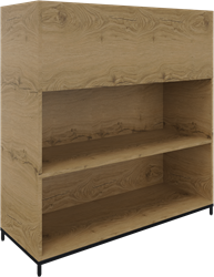 Flexwall plantenbak 3OH op metalen 4-poots sokkel 119 br x 124 hg x 43 dp, 2-vaks dichte achterzijde