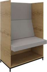 Flexwall zitbank 3 OH op metalen 4-poots sokkel en ondervak achter dicht incl. zit/rug kussenset