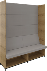 Flexwall zitbank-links en rechts-5 OH op metalen 4-poots sokkel en ondervak incl. zit/rug kussenset