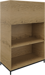 Flexwall plantenbak 3OH op metalen 4-poots sokkel 80 br x 124 hg x 43 dp, 2-vaks dichte achterzijde