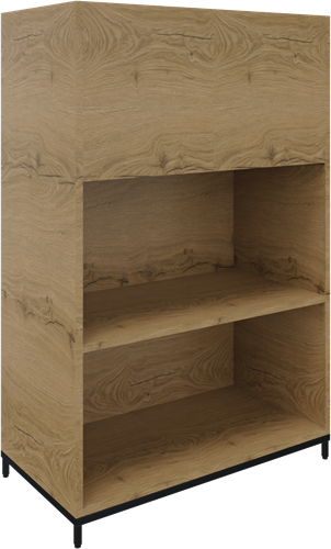 Flexwall plantenbak 3OH op metalen 4-poots sokkel 80 br x 124 hg x 43 dp, 2-vaks dichte achterzijde