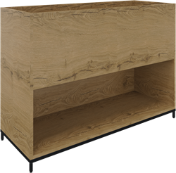 Flexwall plantenbak 2OH op metalen 4-poots sokkel 119 br x 85 hg x 43 dp, 1-vaks dichte achterzijde