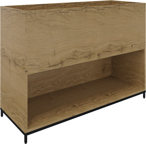 Flexwall plantenbak 2OH op metalen 4-poots sokkel 119 br x 85 hg x 43 dp, 1-vaks dichte achterzijde