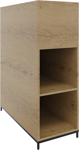 Flexwall plantenkast 3OH op metalen 4-poots sokkel 43 br x 124 hg x 94 dp, 2-vaks dichte achterzijde