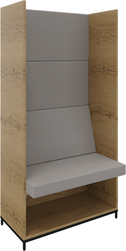 Flexwall zitbank 4 OH op metalen 4-poots sokkel en ondervak achter dicht incl. zit/rug kussenset