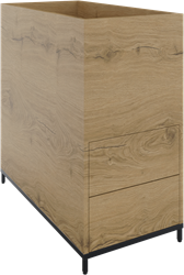 Flexwall plantenkast op 4-poots sokkel 43brx85hgx80dp, 2-vaks met 4 x uittreklade, push to open