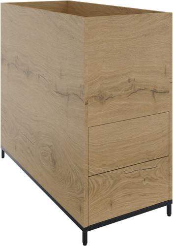 Flexwall plantenkast op 4-poots sokkel 43br x 85hg x 90dp, 2 x uittreklade, push to open