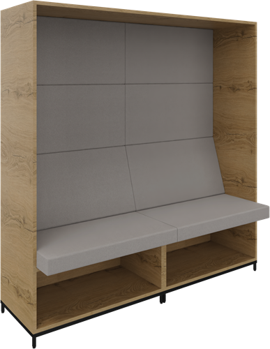 Flexwall dichte zitbank L/R 4 OH op metalen 4-poots sokkel en ondervak incl. zit/rug kussenset