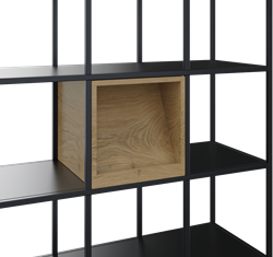 Flexwall inbouw element 36 br x 36 hg x 43 dp, 2x schuine tijdschrift planken, 2-zijdige toegang