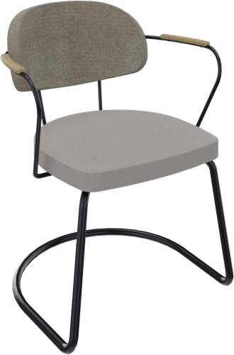 Rondo sledeframe met armleggers, metaal Ø 21/12 mm, lage rug, zithoogte 46 cm