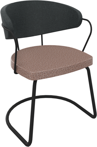 Rondo sledeframe met armleuning, metaal Ø 21/12 mm, lage kuiprug, zithoogte 46 cm