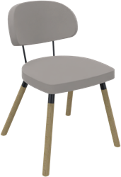 Rondo 4-poots hout Ø 35 mm, metalen frame, lage rug, zithoogte 46 cm