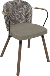 Rondo 4-poots met armleggers, hout Ø 35 mm, metalen frame, hoge rug, zithoogte 46 cm