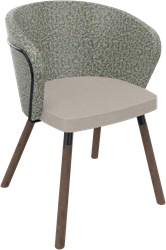 Rondo 4-poots hout Ø 35 mm, metalen frame, hoge brede rug, zithoogte 46 cm