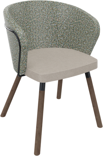Rondo 4-poots hout Ø 35 mm, metalen frame, hoge brede rug, zithoogte 46 cm