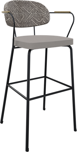 Rondo 4-poots met armleggers, metaal Ø 21/12 mm, lage rug, zithoogte 82 cm